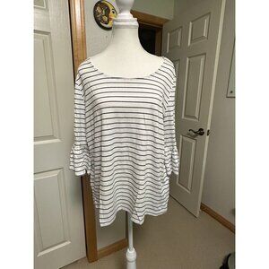 1X Striped Top with Bell Sleeves EUC